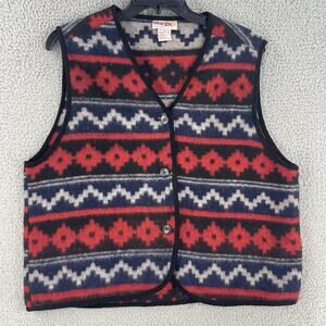 Vtg energie Womens Vest Wool Blend Southwestern Boho Sz L Top